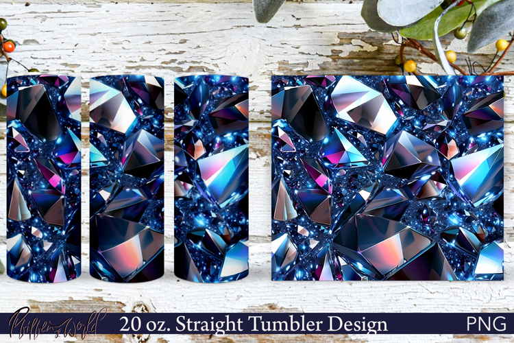 3D Sparkling Crystals Tumbler Wrap | Blue