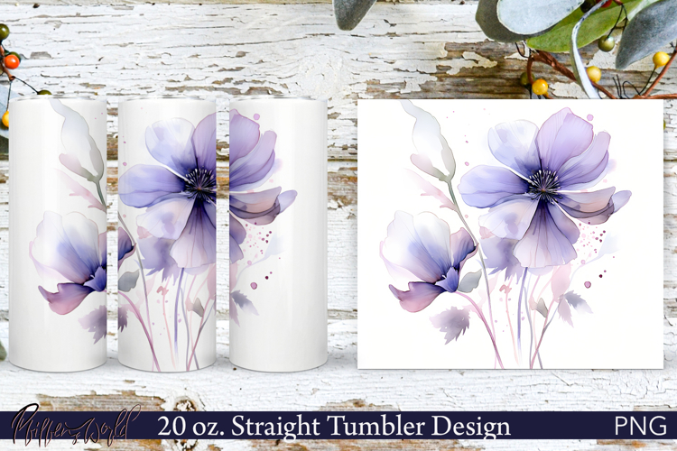 Floral Tumbler Wrap | 20 oz. | Purple flowers