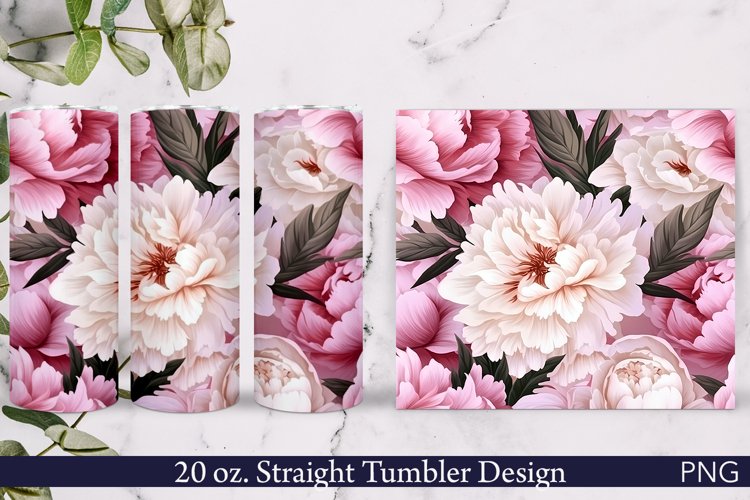 Pink Peonies Tumbler Wrap | 20 oz. Straight Skinny Design