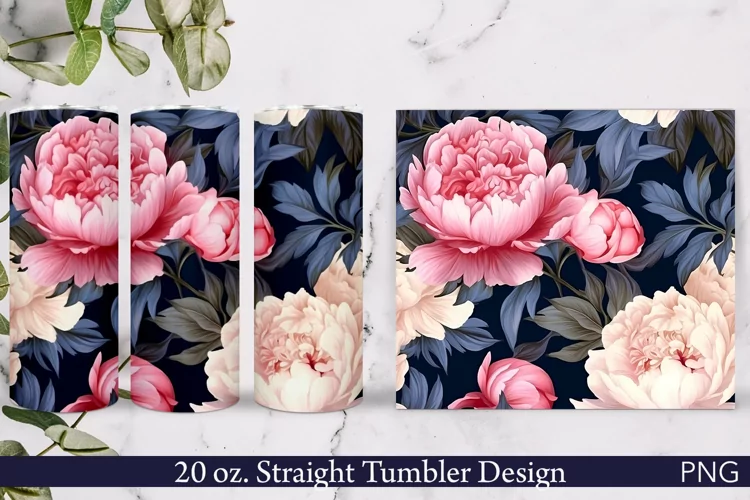 Peonies Meadow Tumbler Wrap | 20 oz. Floral Skinny Design