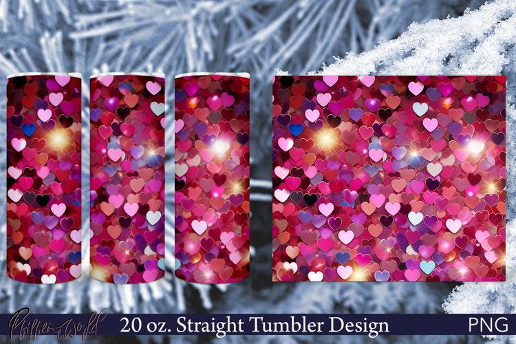 Love Tumbler Wrap | Stained Glass Heart | Pink Color