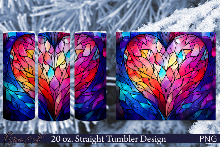 Love Tumbler Wrap | Stained Glass Heart | passion