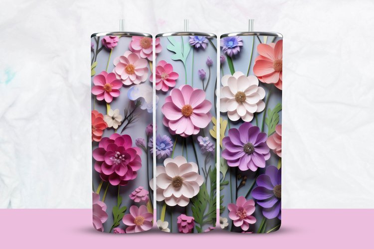 3d Colorful Floral Tumbler Wrap example image 1