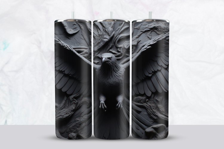 3D Black Bird Tumbler Wrap