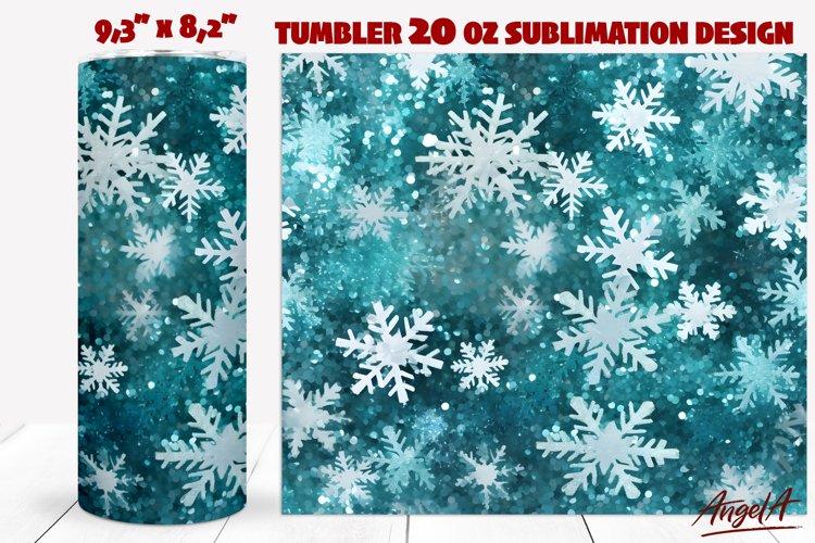 Christmas Tumbler sublimation, sparkle blue snowflakes