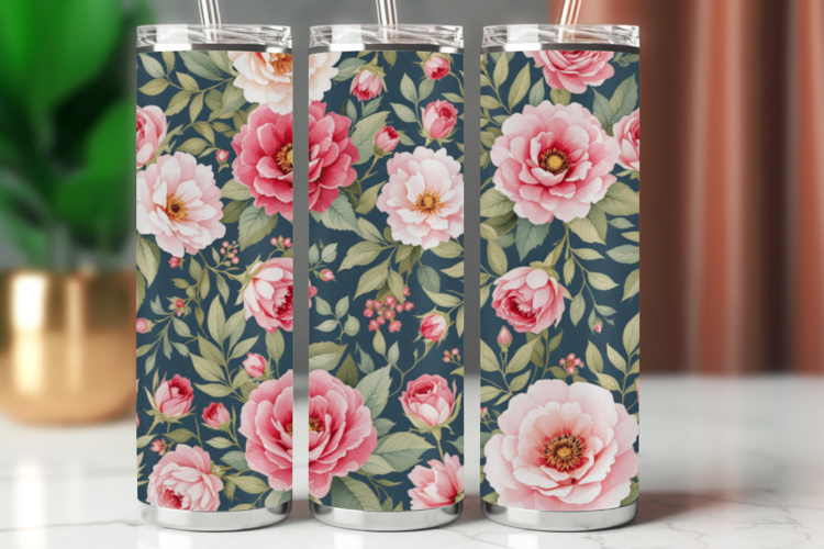 Tumbler Wrap 20 oz - floral flowers foliage