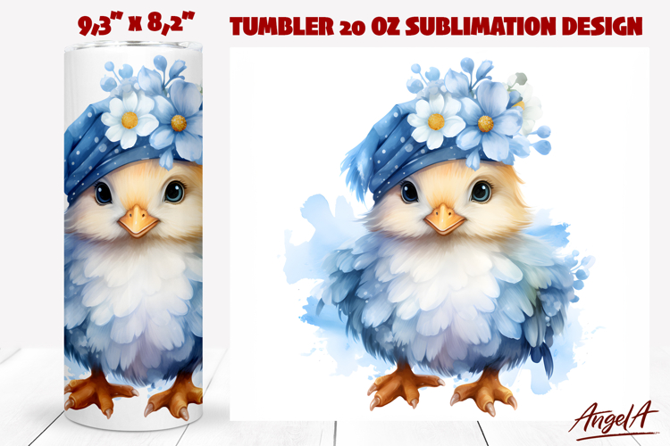 Bird tumbler sublimation / cute easter chick PNG