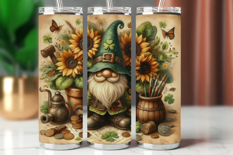 Tumbler Wrap 20 oz - st patricks gnome