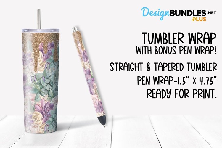 Succulent Glitter Sublimation Tumbler