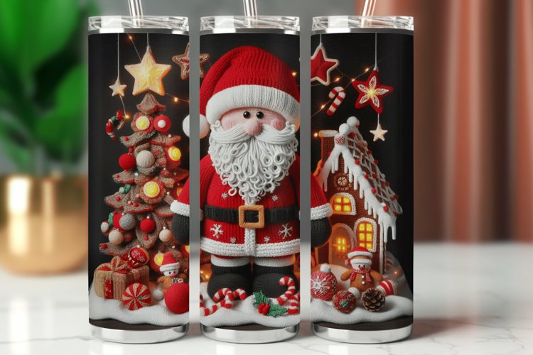 Tumbler Wrap 20 oz - knitted santa claus