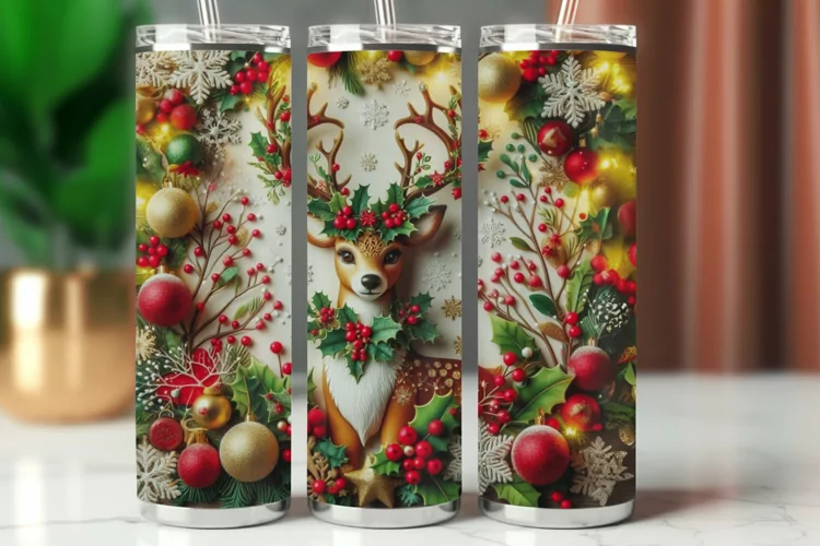 Tumbler Wrap 20 oz - christmas reindeer