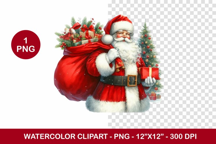 png watercolor clipart - santa claus