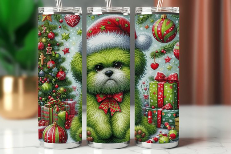 Tumbler Wrap 20 oz - grumpy green puppy dog example image 1