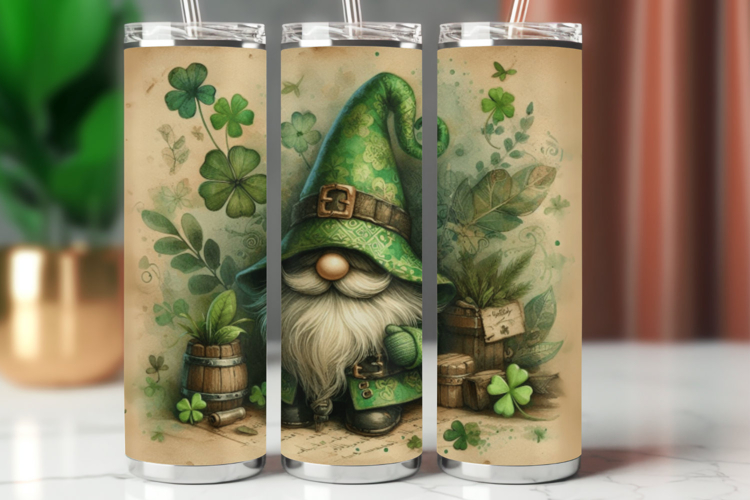 Tumbler Wrap 20 oz - st patricks gnome