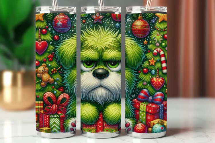 Tumbler Wrap 20 oz - grumpy green puppy dog example image 1