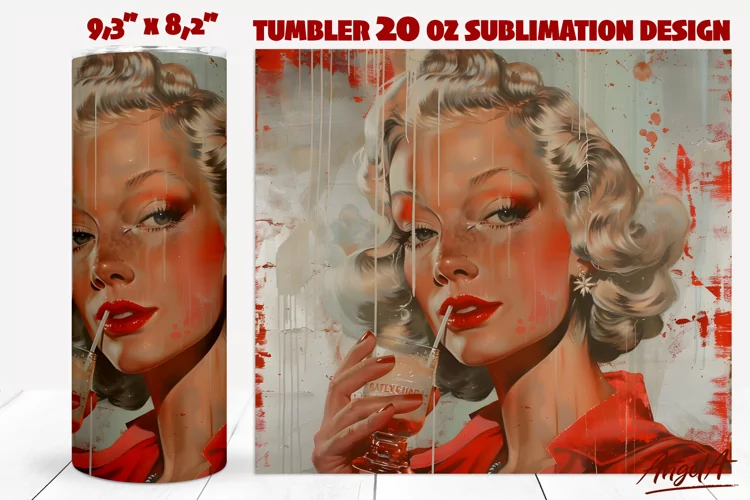 20 OZ pin up tumbler sublimation / vintage woman, grange