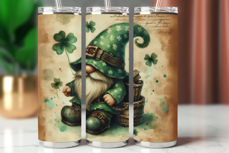 Tumbler Wrap 20 oz - st patricks gnome