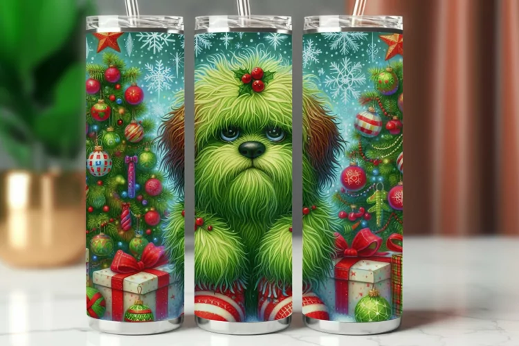 Tumbler Wrap 20 oz - grumpy green puppy dog