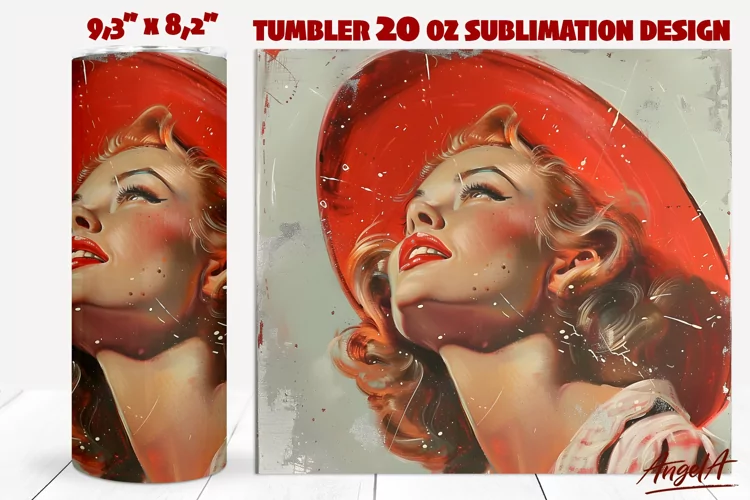 20 OZ pin up tumbler sublimation / vintage woman, grange