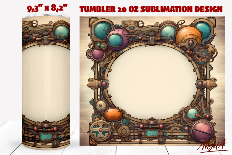 Steampunk vintage metallic frame tumbler wrap