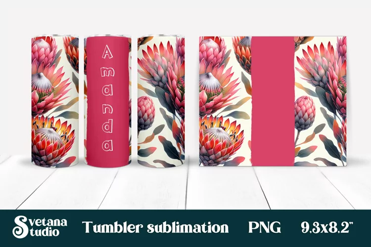 Flower tumbler | Protea tumbler | Your name tumbler