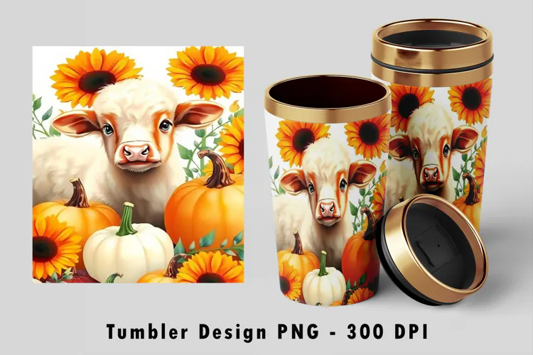 Autumn Baby Calf Sunflower Pumpkin 20oz Tumbler Wrap