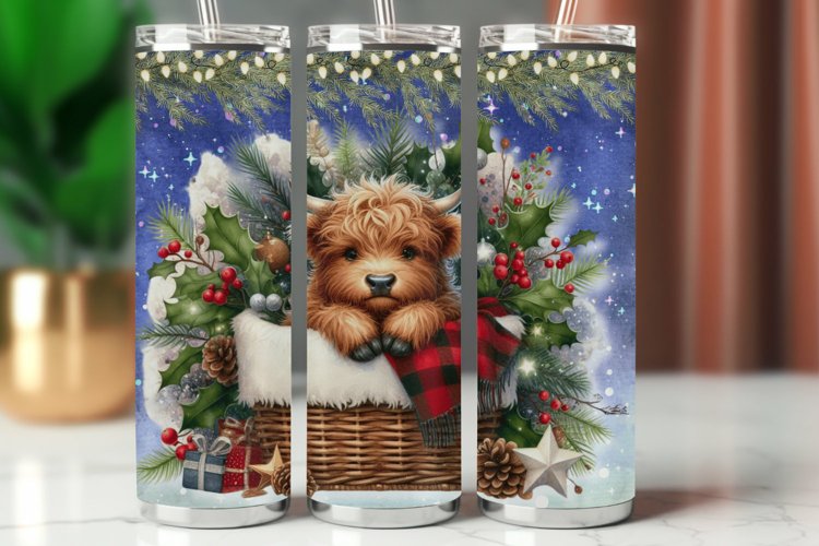 Tumbler Wrap 20 oz - christmas highland cow