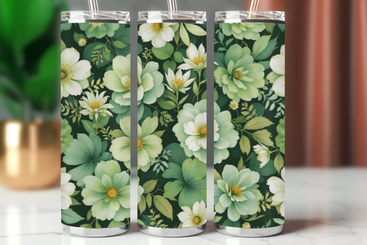 Tumbler Wrap 20 oz - floral flowers foliage