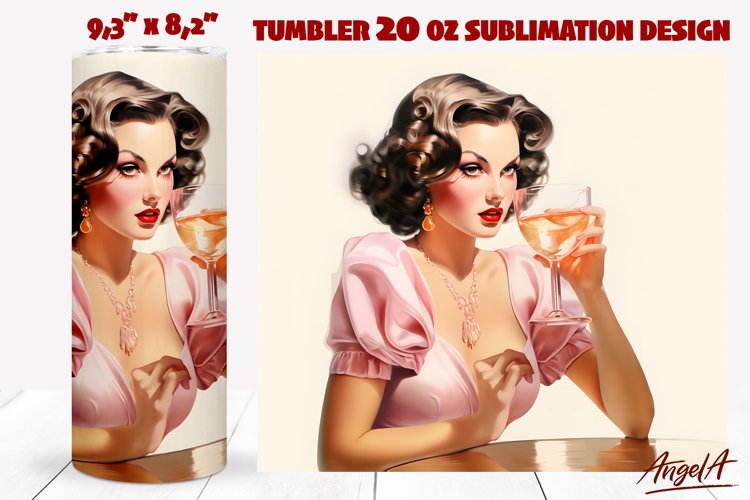 20 OZ pin up tumbler sublimation / pin up retro girl / woman