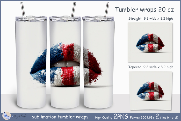 Lips American flag Tumbler| Wrap Tumbler 20 oz| 4th of July