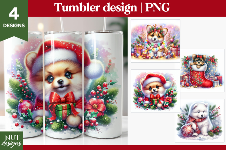 Festive dog Christmas tumbler sublimation, dog breed