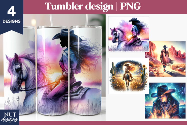 Western tumbler Sunset Girl tumbler Cowgirl tumbler