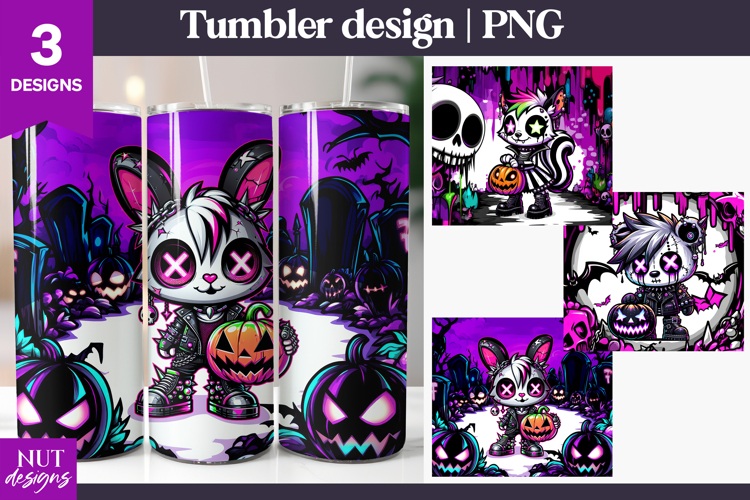Baby Animals Halloween Tumbler Gothic Halloween Tumbler PNG