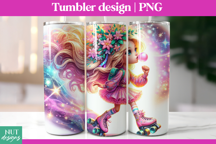 Spring tumbler 20 oz, Roller Girl Tumbler Wrap sublimation