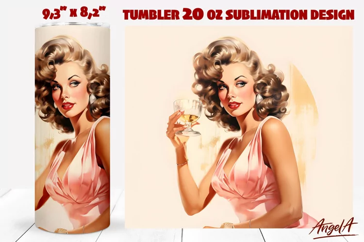 20 OZ pin up tumbler sublimation / pin up retro girl / woman