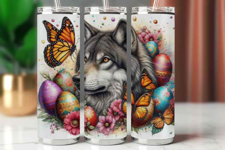 Tumbler Wrap 20 oz - easter egg wolf