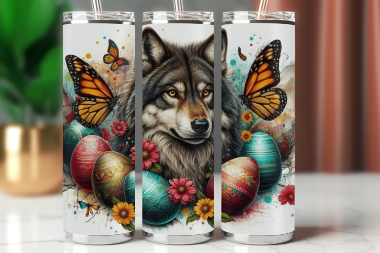 Tumbler Wrap 20 oz - easter egg wolf