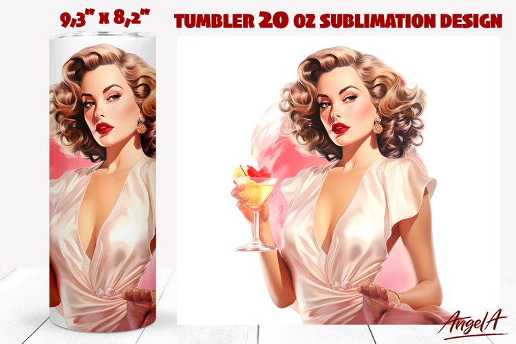 20 OZ pin up tumbler sublimation / pin up retro girl / woman