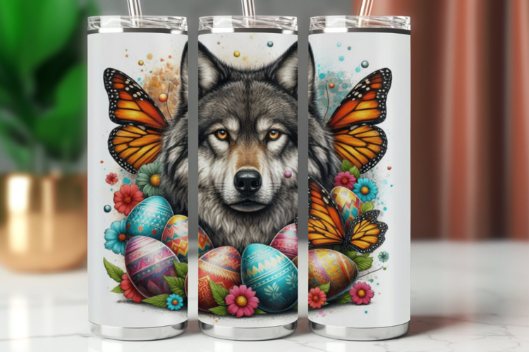 Tumbler Wrap 20 oz - easter egg wolf