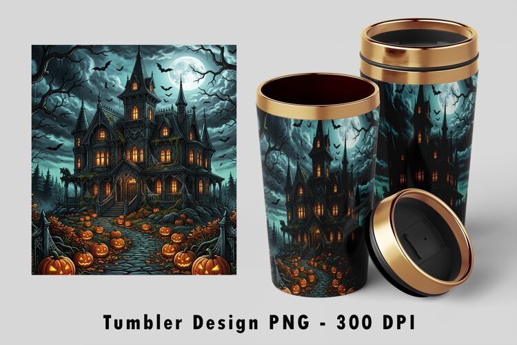 Gothic Haunted Mansion Tumbler PNG 300 DPI example image 1