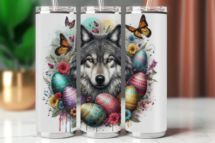 Tumbler Wrap 20 oz - easter egg wolf