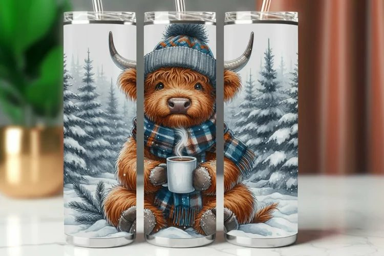 Tumbler Wrap 20 oz - highland cow