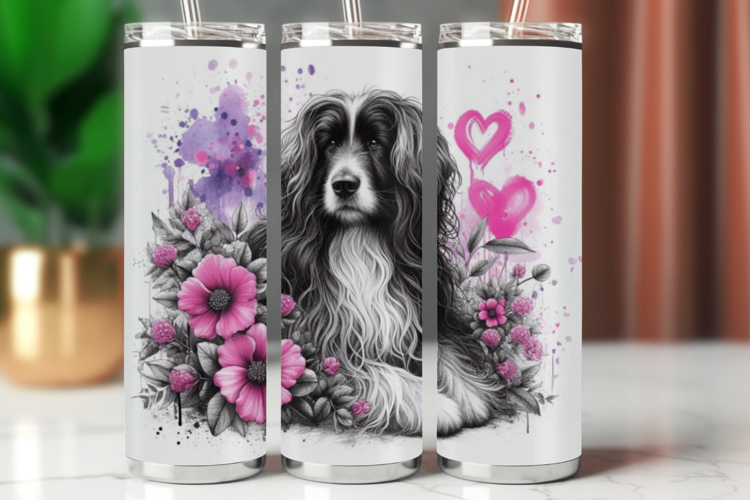 Tumbler Wrap 20 oz - floral dog