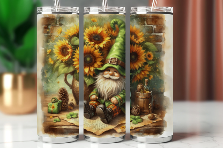 Tumbler Wrap 20 oz - st patricks gnome