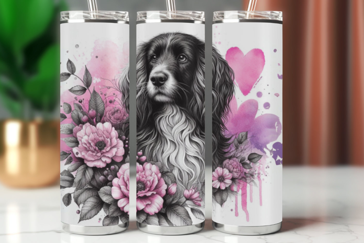 Tumbler Wrap 20 oz - floral dog