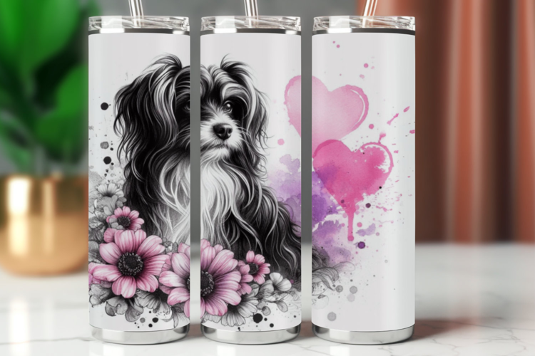 Tumbler Wrap 20 oz - floral dog