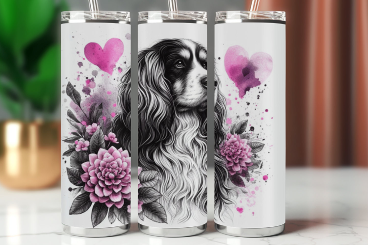 Tumbler Wrap 20 oz - floral dog