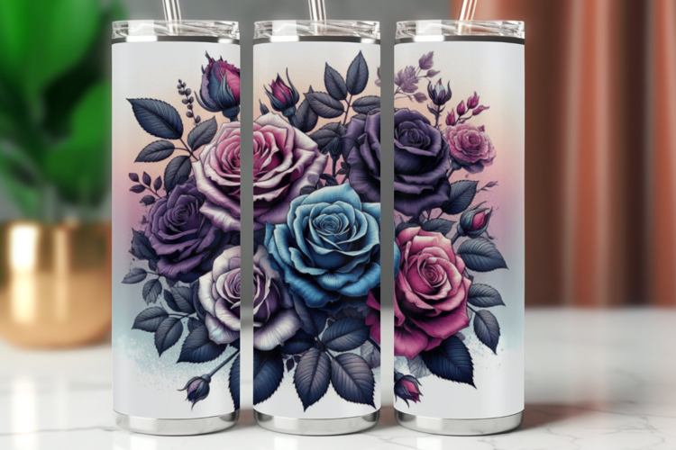 Tumbler Wrap 20 oz - pastel roses