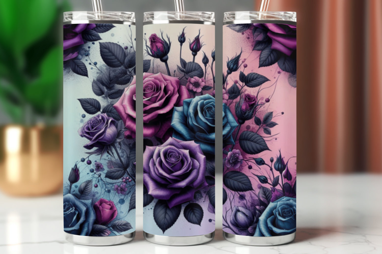 Tumbler Wrap 20 oz - pastel roses