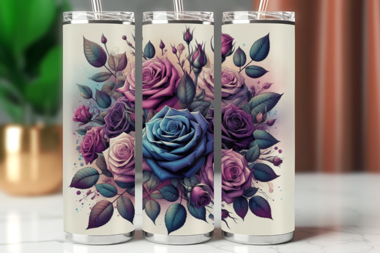 Tumbler Wrap 20 oz - pastel roses